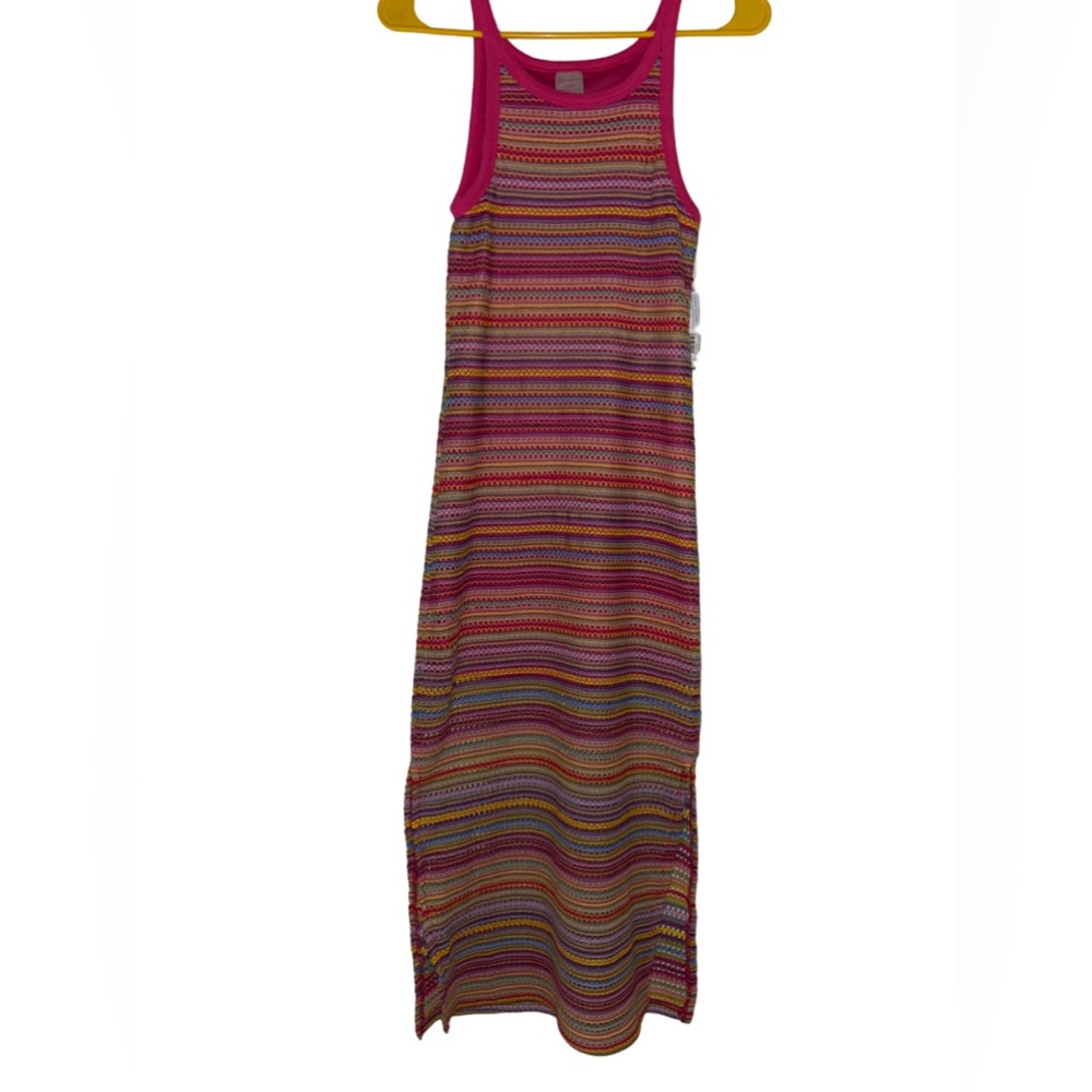 Rainbow Crochet Maxi Dress Small